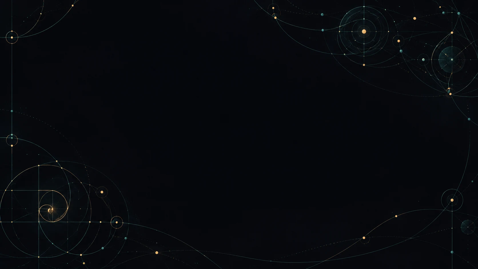 Teal and amber geometric constellations on charcoal