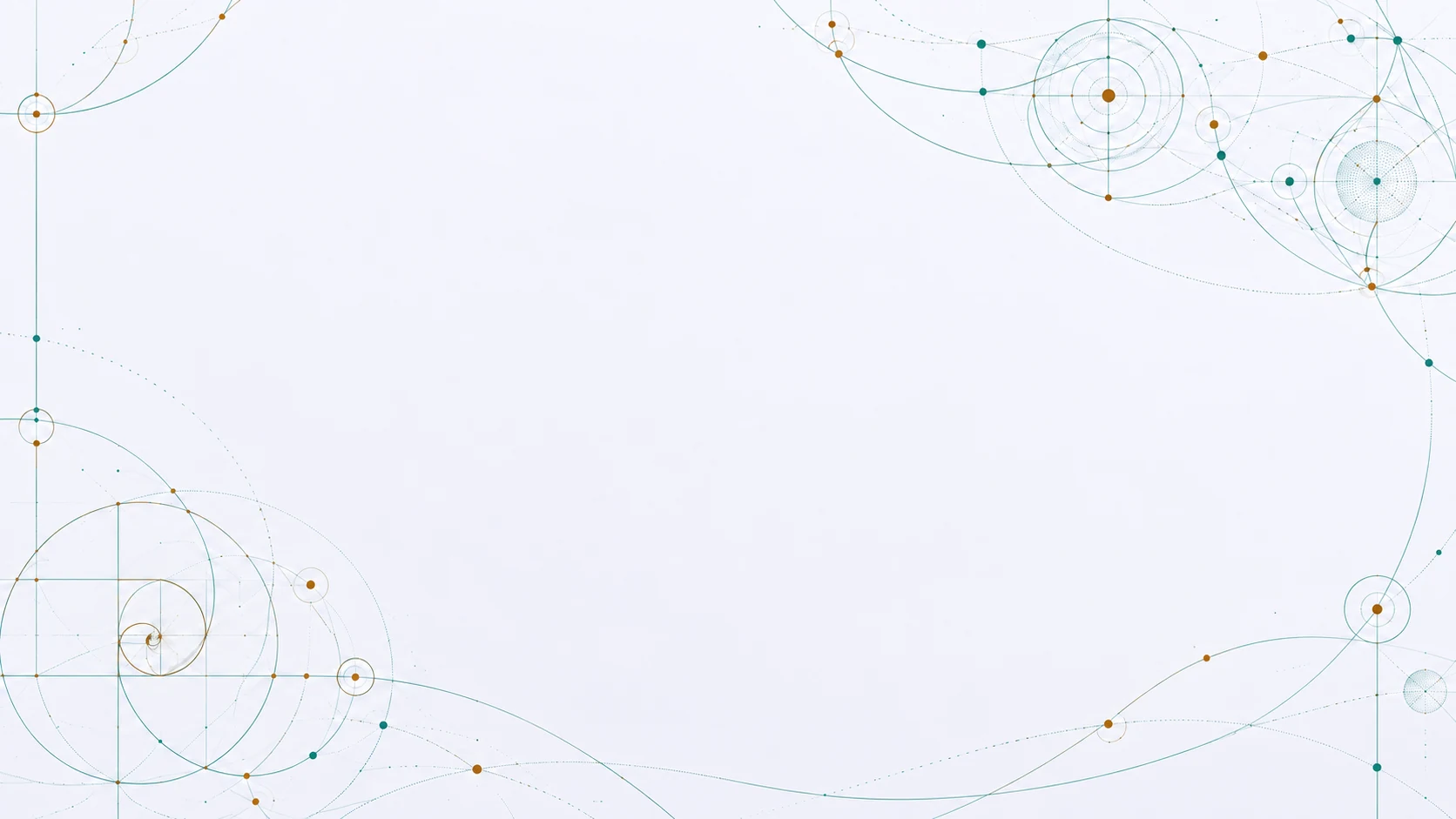 Teal and amber geometric constellations on pale paper